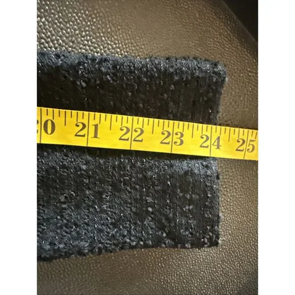St.John Textured Black Tweed Blazer With Ruffled Floral Size 6